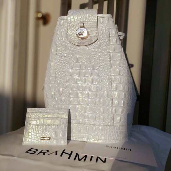 Brahmin Handbags - SOLD BRAHMIN Allie Shell White Melbourne Slingback Bag & Cheryl Cardholder SET